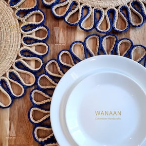 Blue Hope Style, Handmade Iraca Palm Placemat, Table Decoration, Boho Table Setting  Placemat, centerpiece, Colombia hecho a mano, artesania