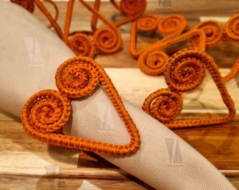 Faith Napkin Ring Style, Iraca Straw napkin ring, Handmade Napkin Ring from Colombia - Set of 4 OR 6 Napkin Rings