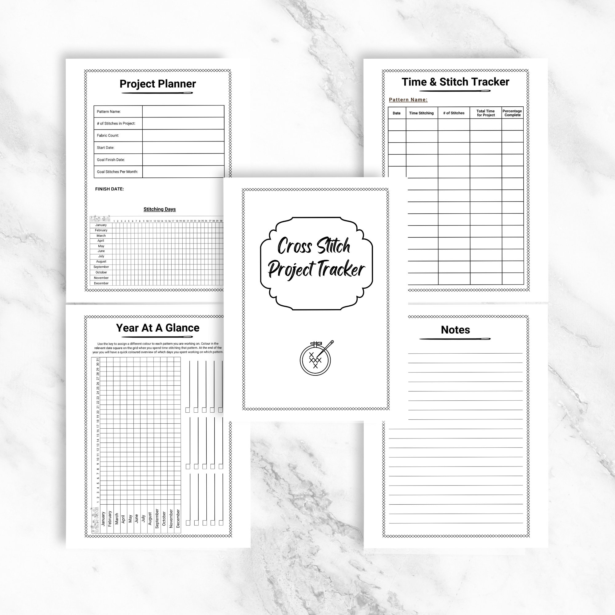 PRINTABLE Cross Stitch Tracker, Minimalist, Planner, Journal, Xstitch ...