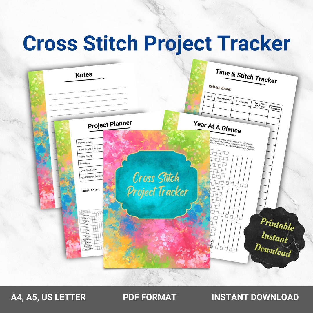 PRINTABLE Cross Stitch Tracker, Colourful, Planner, Journal, Xstitch ...