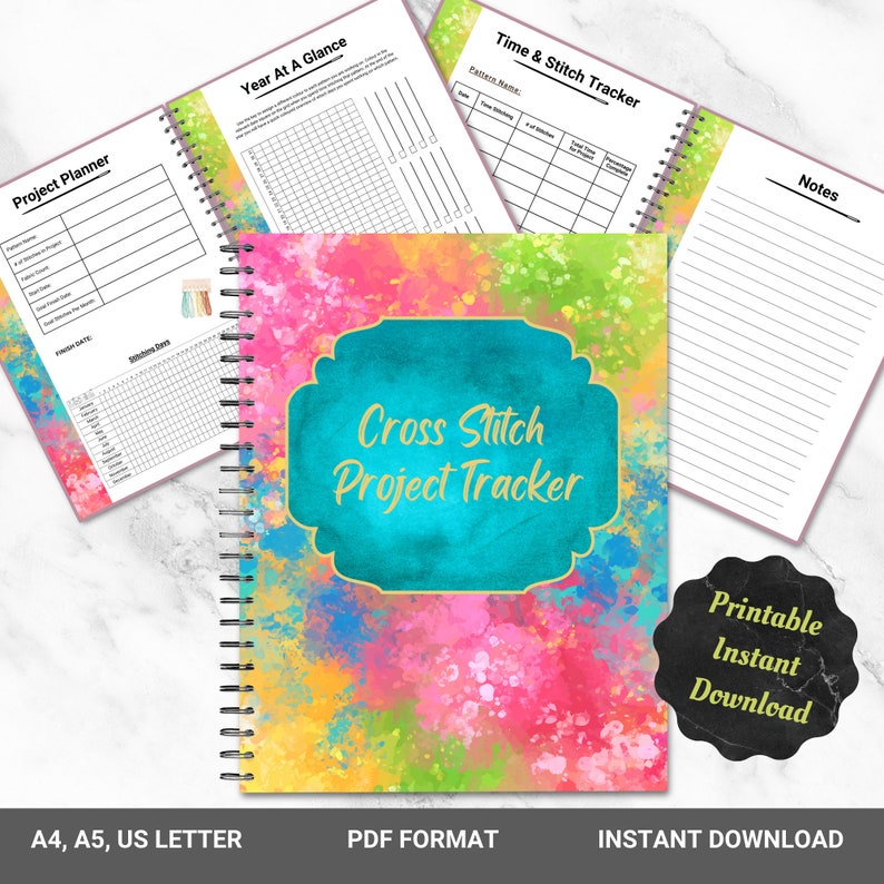 PRINTABLE Cross Stitch Tracker, Colourful, Planner, Journal, Xstitch ...