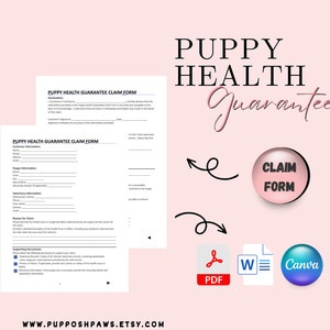 Puppy Health Guarantee Claim Form | Editable Breeder Template | Printable Dog Contract PDF, Word & Canva
