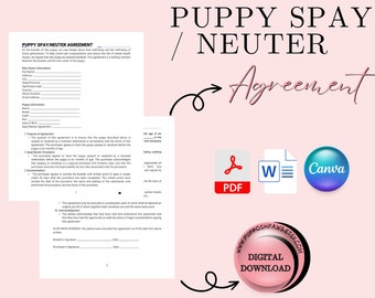 Spay and Neuter Your Pets Contract Agreement, Editable Breeder Form