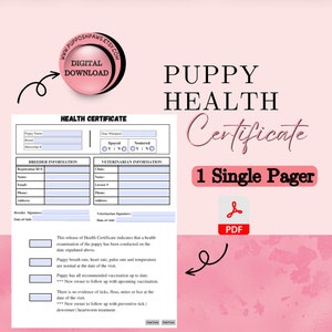 Invulbaar gezondheidscertificaat hond, gezondheidscertificaat vaccinatie, werpformulieren, huisdiervaccinatie, medische dossiers puppy's