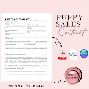 Puppy Sales Contract Template: Breeder Agreement (PDF, Word, Canva)