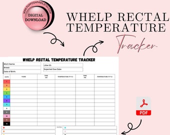 Printable Whelp Rectal Temperature, Whelping Temperature Records for Breeders