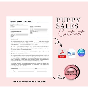 Puppy Sales Contract: Purchases and Sale Agreement for Breeder Puppy Sale and New Puppies Owner
