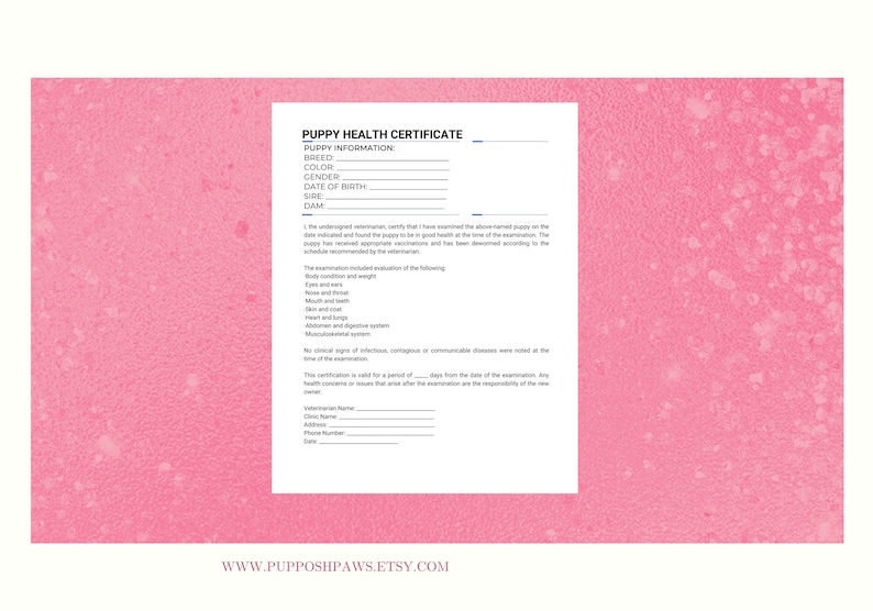 Puppy Health Certificate Template Pet Health Records for Breeders and