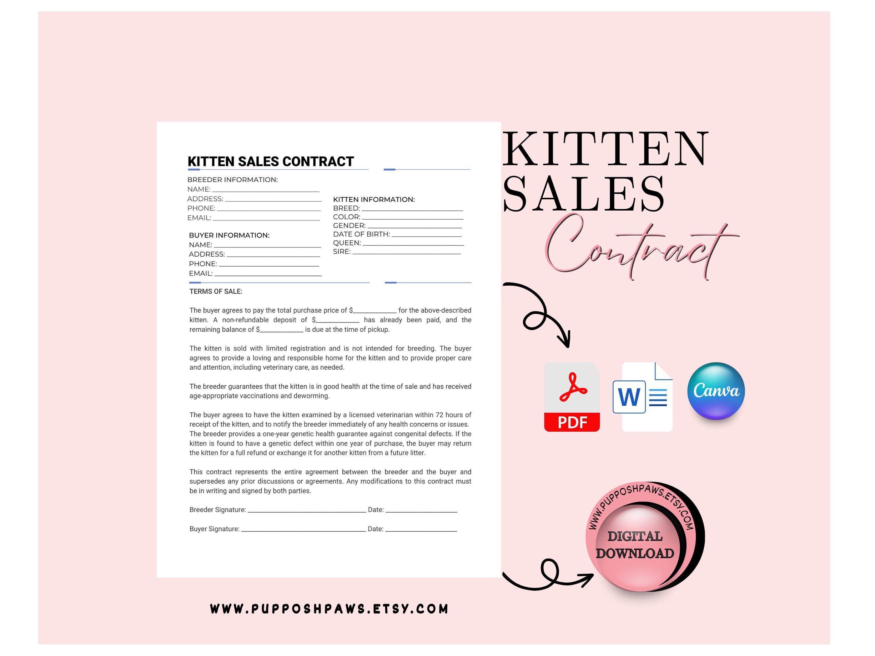 Kitten Sales Contract: Purchases and Sale Agreement for Breeder Kitten Kitten Sales Contract: Purchases and Sale Agreement for Breeder Kitten