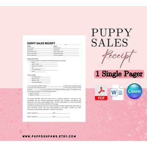 Puppy Sales Receipt: Pet breeders and Customer Invoice