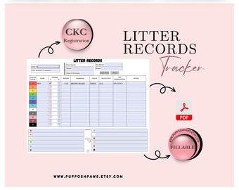 CKC Fillable Puppy Litter Record Tracker- Whelping & Medical Records (PDF)