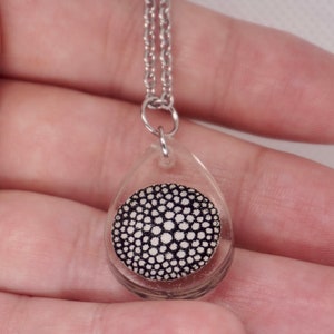Odd Orb Teardrop Necklace ~ Handmade Resin Necklace Original Art Illustration