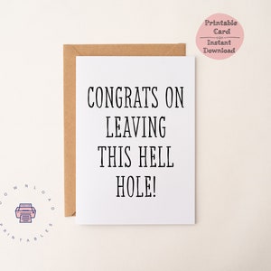 Tarjeta de despedida imprimible, felicidades por irse, compañero de trabajo que se va, mudarse, tarjeta de mudanza de compañero de trabajo, descarga digital instantánea