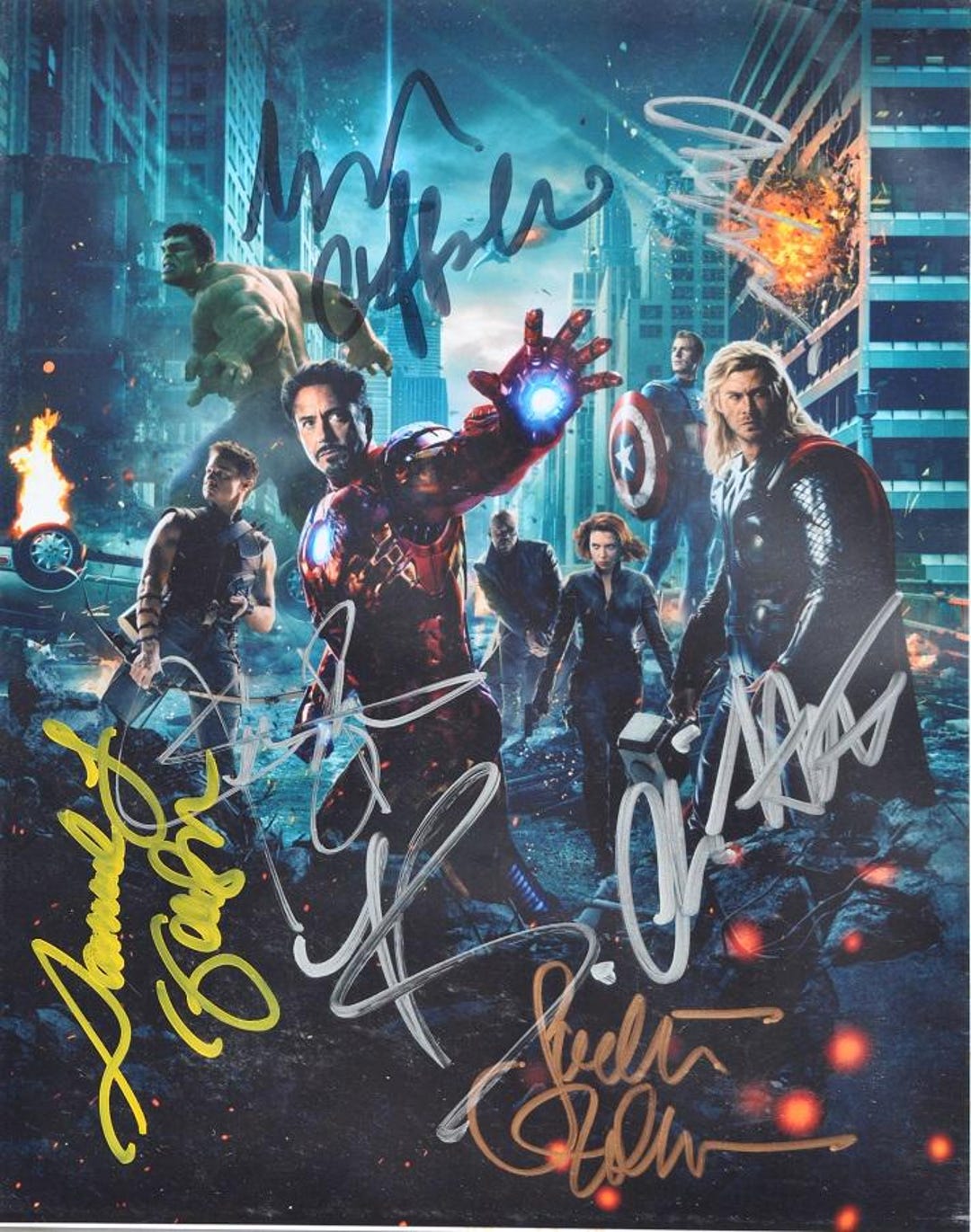 THE AVENGERS Cast Signed X7 – Chris Hemsworth, Robert Downey Jr.+ W/coa ...