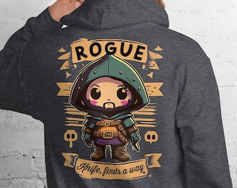 Rogue Hoodie, DnD Hooded Sweatshirt, DnD Gifts,  Dungeons and Dragons, Tabletop RPG, Dragon hoodie, Fantasy TTRPG Shirt, Dungeon Master, DnD