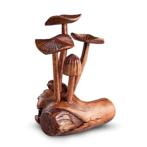 Handmade Wooden Mushroom Sculpture: Unique Jempinis Wood Carving, 5" bild 2