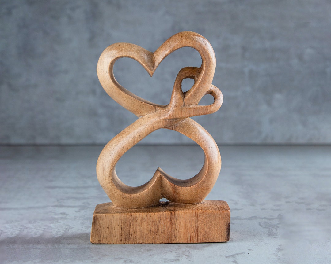 Speksteen Oneindige liefde, dubbel hart (7x8cm) - Don Estilo