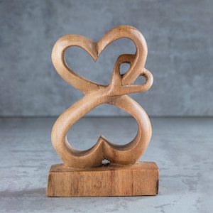 Heart Shaped 6&quot; Wooden Sculpture | Handmade Unique Gift l Home Decoration Wood Carving Handcrafted Home Decor Mother Gift Valentines Gift
