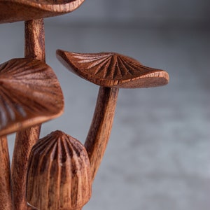 Handmade Wooden Mushroom Sculpture: Unique Jempinis Wood Carving, 5" bild 8