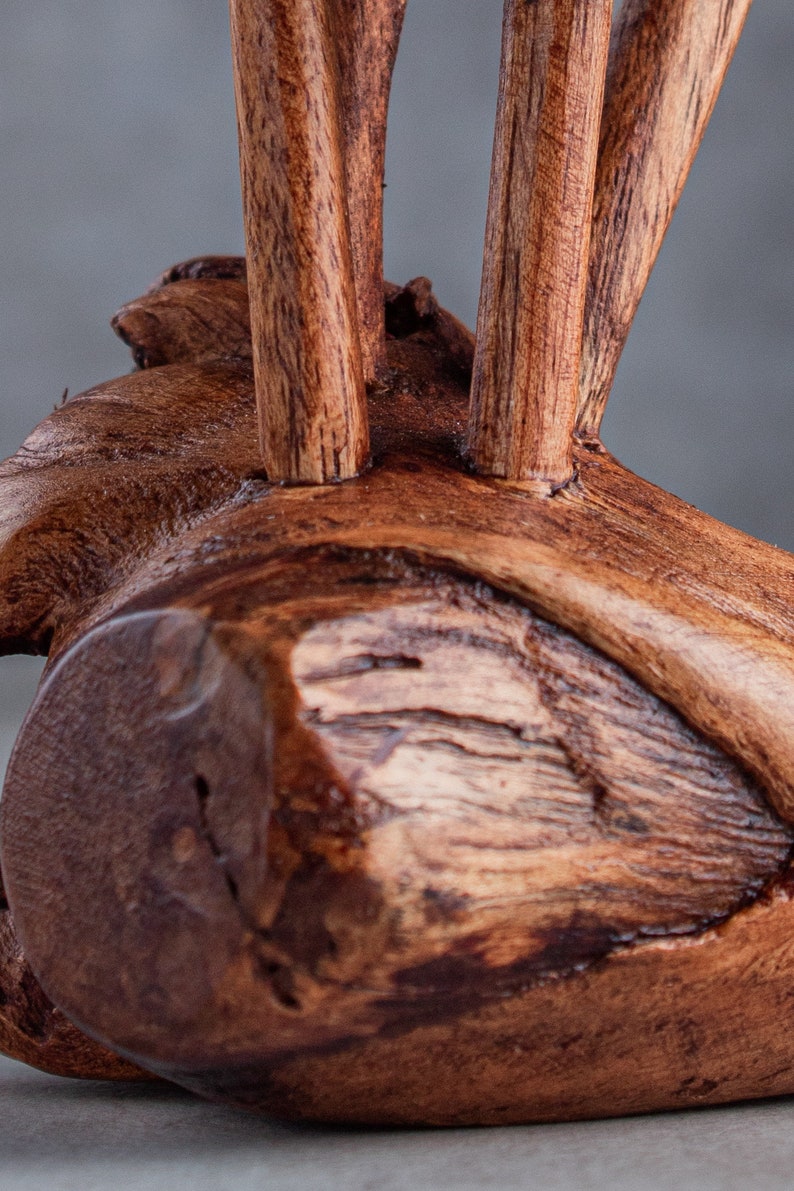 Handmade Wooden Mushroom Sculpture: Unique Jempinis Wood Carving, 5" bild 5