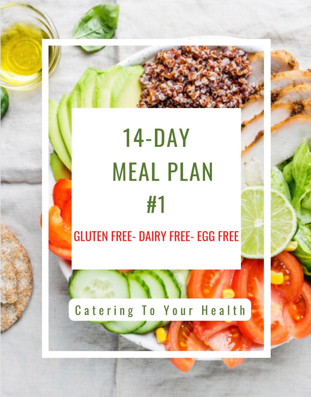 14day Meal Plan, Gluten Free, Dairy Free, Egg Free, Meal Planner