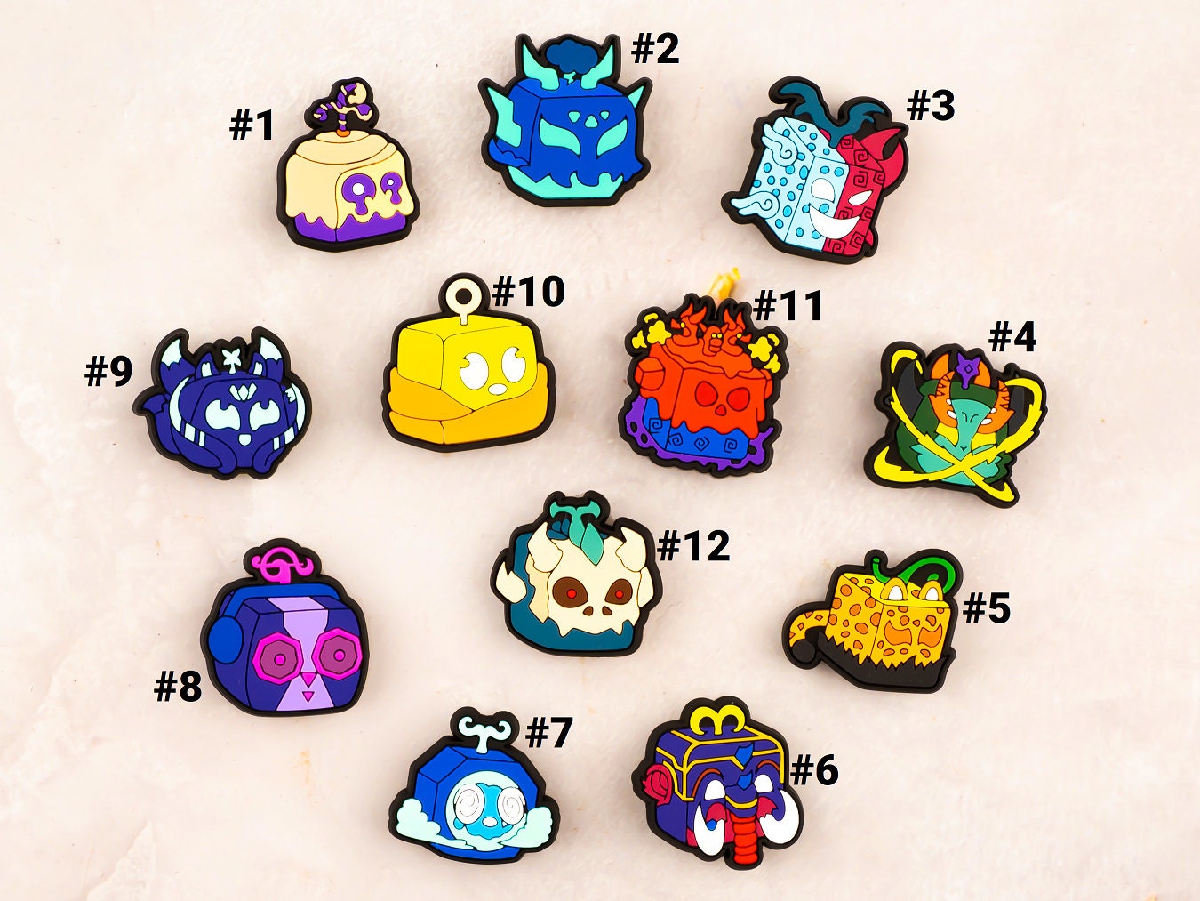 Fruit Adventure Shoe Charms Single or 12PCS Set, Anime Pirate PVC