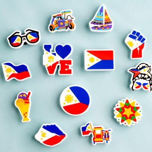 Filipino Shoe Charms Country 13PCS PVC Clog Pins Accessories Party Favors Birthday Gifts Holidays Decoration for Boys Women Girls