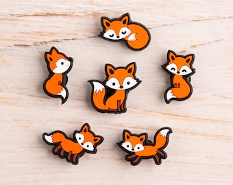 Fox Shoe Charms Animals 6PCS Shoes Charm PVC Clog Pins Accessories Party Favors Birthday Gifts Holidays Decoration for Boys Men Girls Women