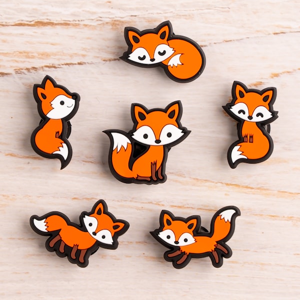 Fox Shoe Charms Animals 6PCS Shoes Charm PVC Clog Pins Accessories Party Favors Birthday Gifts Holidays Decoration for Boys Men Girls Women