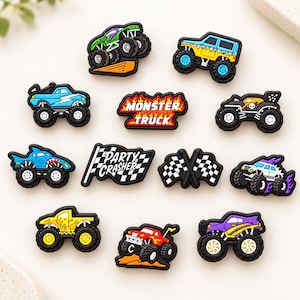Monster Truck Shoe Charms car 12PCS Truck PVC Clog Pins Accessories Party Favors Birthday Gifts Holidays Decoration for Boys Women Girls