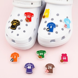 Combo 5 Custom Sports Jersey Name Shoe Charms, Custom Shoe Name and Number Charms, Custom Shoe Buckles, Perfect Gifts Friends and Relatives.