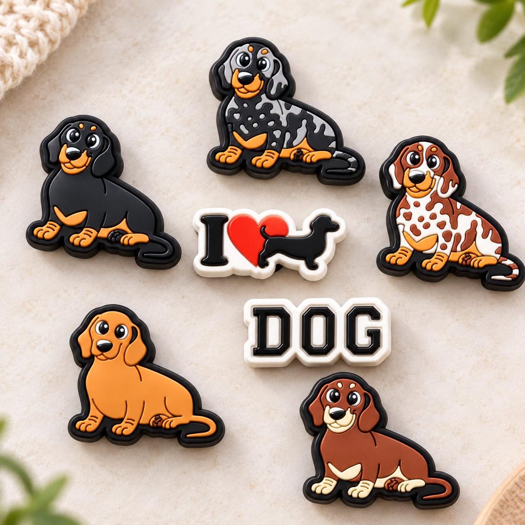 Dachshund Shoe Charms Single or 7PCS Set, Sausage Dog Croc Charms