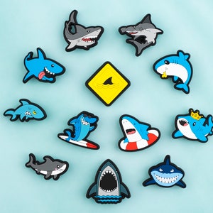 Shark Animal Shoe Charms Sea Animal 12PCS PVC Ocean Clog Pins Accessories Party Favors Birthday Gifts Holiday Decoration for Boys Women Girl