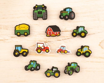 Tractor Shoe Charms Tractor 12PCS PVC Clog Pins Accessories Party Favors Birthday Gifts Holidays Decoration for Boys Women Girls