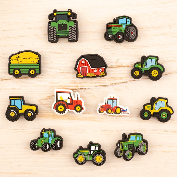 Tractor Shoe Charms Tractor 12PCS PVC Clog Pins Accessories Party Favors Birthday Gifts Holidays Decoration for Boys Women Girls