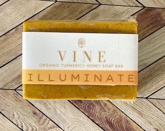 VINE Illuminate Natural Turmeric and Honey Soap Bar for Face and Body