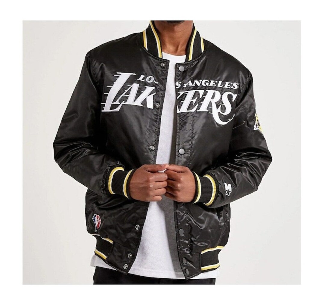 Men's Black Satin Bomber Jacket Handmade Los Angeles Etsy