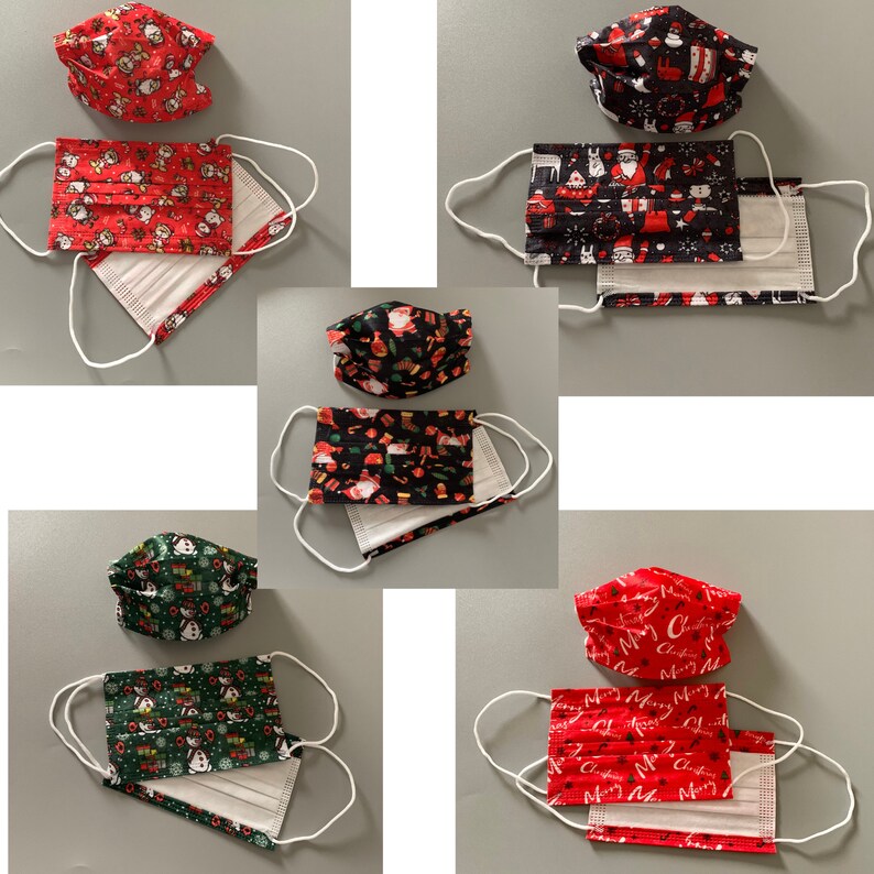 Kids Christmas Print Design 50 Pcs Face Mask, Disposable Face Mask