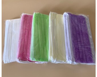 Colorful Face Mask,  50 Pcs Disposable Face Mask, Adult Face Mask, Mix Colors  Face Mask