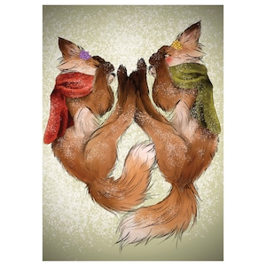 Cartão de felicitações Fox A5, Cartão de Natal Fox, Cartão de Dia dos Namorados Fox, Cartão de melhores amigos, Cartão de felicitações de aniversário de gêmeos, Cartão de aniversário Fox, Cartão de casal