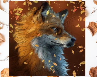 Fox Greeting Card, blank Fox Birthday Card, Fox Thank you, Fox Painting Card, fox note card, fox card to keep, Autumn fox card, Fall print