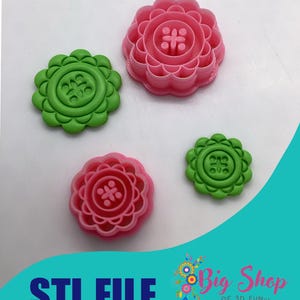 Polymer Clay Cutter, STL File, Button Inspired Shape Cutter, Digital File, 3d Print File, Clay Tool,