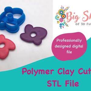 Polymer Clay Cutter, STL File, Organic Flower Shape Clay Cutter, Digital File, 3d Print File, Clay Tool,