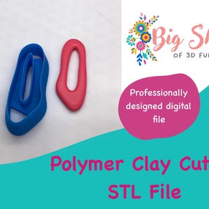 Polymer Clay Cutter, STL File, Long Organic Shape Clay Cutters, Digital File, 3d Print File, Clay Tool,