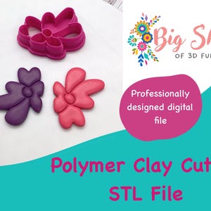Polymer Clay Cutter, STL File, Organic Flower Shape Cutter, Digital File, 3d Print File, Clay Tool,