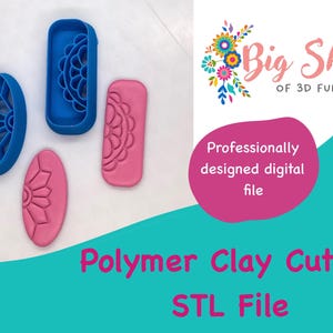 Polymer Clay Cutter, STL File, Boho Oval and Rounded Square Shape Cutter, Digital File, 3d Print File, Clay Tool,