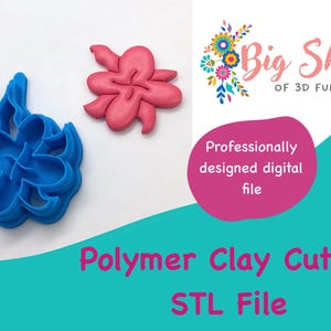 Polymer Clay Cutter, STL File, Flower Shape Cutter, Digital File, 3d Print File, Clay Tool,