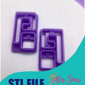 Polymer Clay Cutter, STL File, Rectangle Dangle Set with Hole Guide Clay Cutter, Digital File, 3d Print File, Clay Tool,