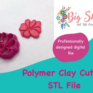 Polymer Clay Cutter, STL File, Flower Shape Cutter, Digital File, 3d Print File, Clay Tool,