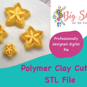 Polymer Clay Cutter, STL File, Star Fruit Shape Clay Cutter, Digital File, 3d Print File, Clay Tool,